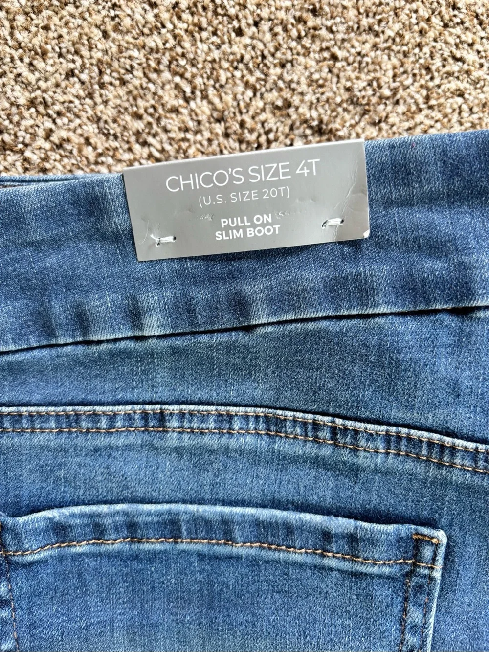 *NEW* Chico’s Pull-On Slim Boot Denim Fray Slit Jeans - Size - 20T - Picture 4 of 7